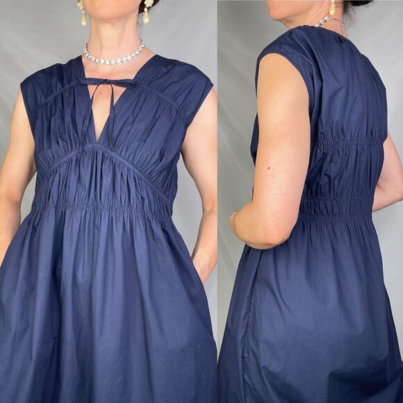ba&sh marana lady dress marine navy blue maxi midi cotton sundress long XS - Picture 12 of 14